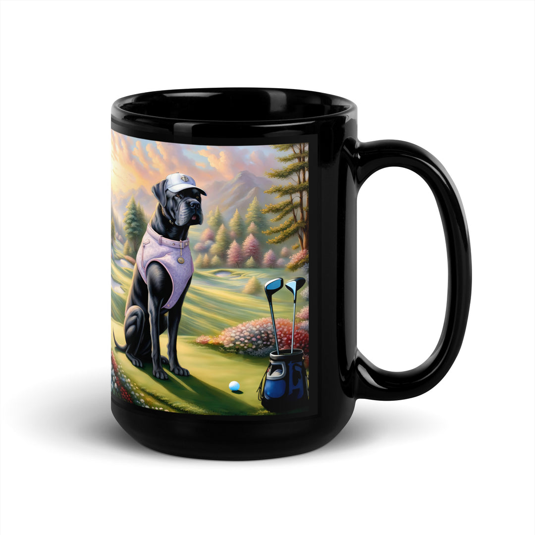 Cane Corso Golfer- Black Glossy Mug v2