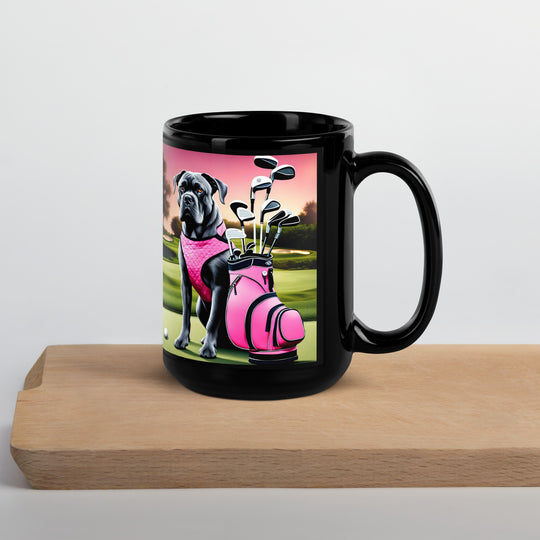 Cane Corso Golfer- Black Glossy Mug