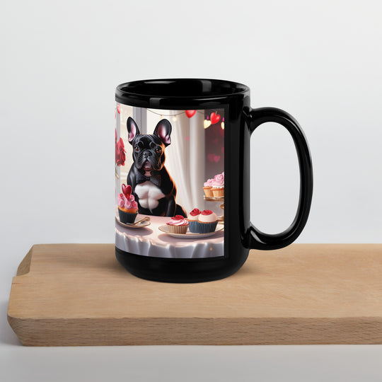 French Bulldog Romantic- Black Glossy Mug v2