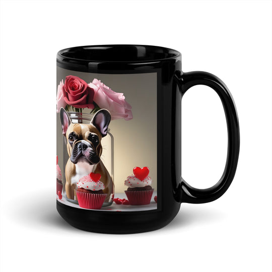 French Bulldog Romantic- Black Glossy Mug v4