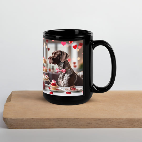 German Shorthaired Pointer Romantic- Black Glossy Mug v2