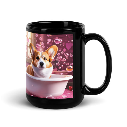 Pembroke Welsh Corgi Romantic- Black Glossy Mug