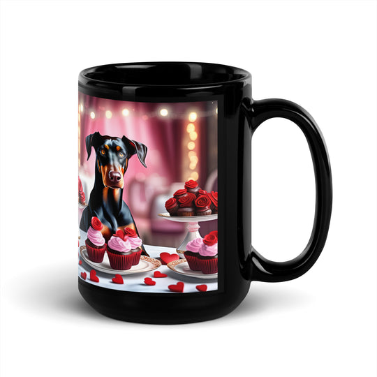 Doberman Pinscher Romantic- Black Glossy Mug