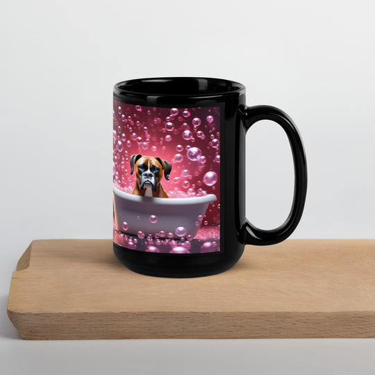 Boxer Romantic- Black Glossy Mug v3