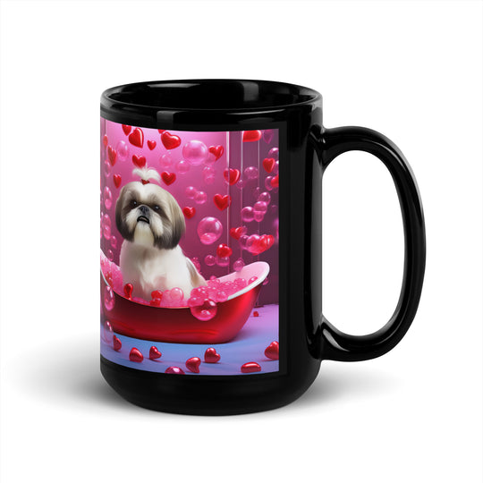 Shih Tzu Romantic- Black Glossy Mug