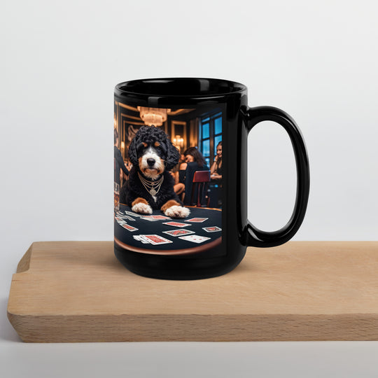 Bernedoodle General- Black Glossy Mug