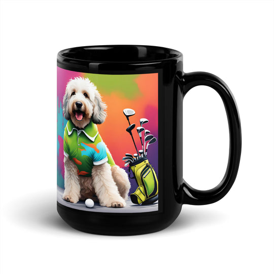 Bernedoodle Golfer- Black Glossy Mug v9