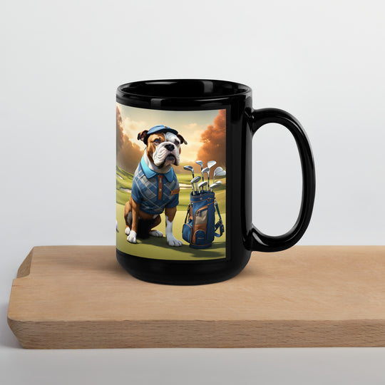 Catahoula Bulldog Golfer- Black Glossy Mug v2