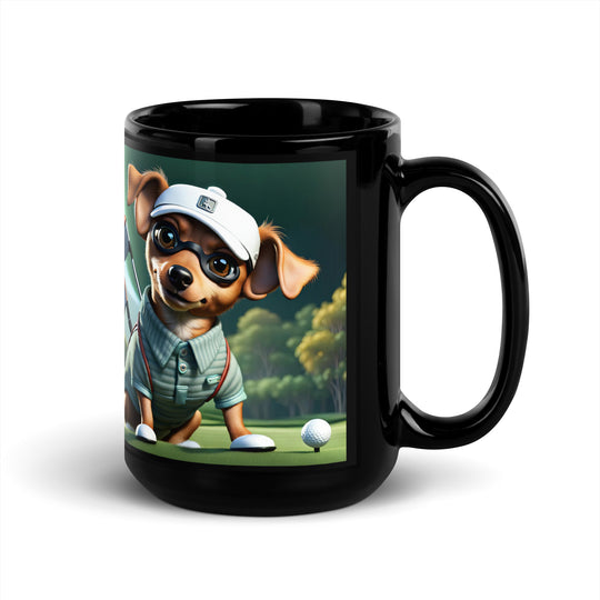 Chiweenie Golfer- Black Glossy Mug v4