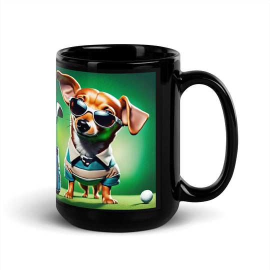 Chiweenie Golfer- Black Glossy Mug v6