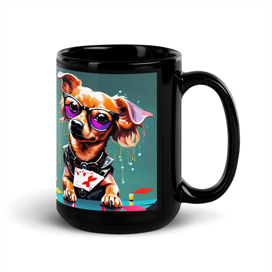 Chiweenie General- Black Glossy Mug v8