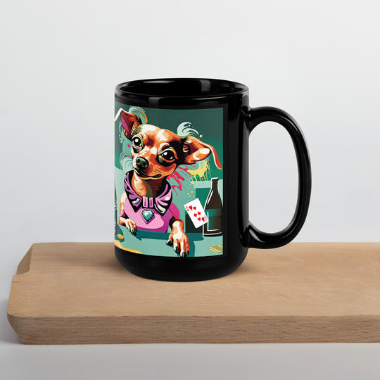 Chiweenie General- Black Glossy Mug v14