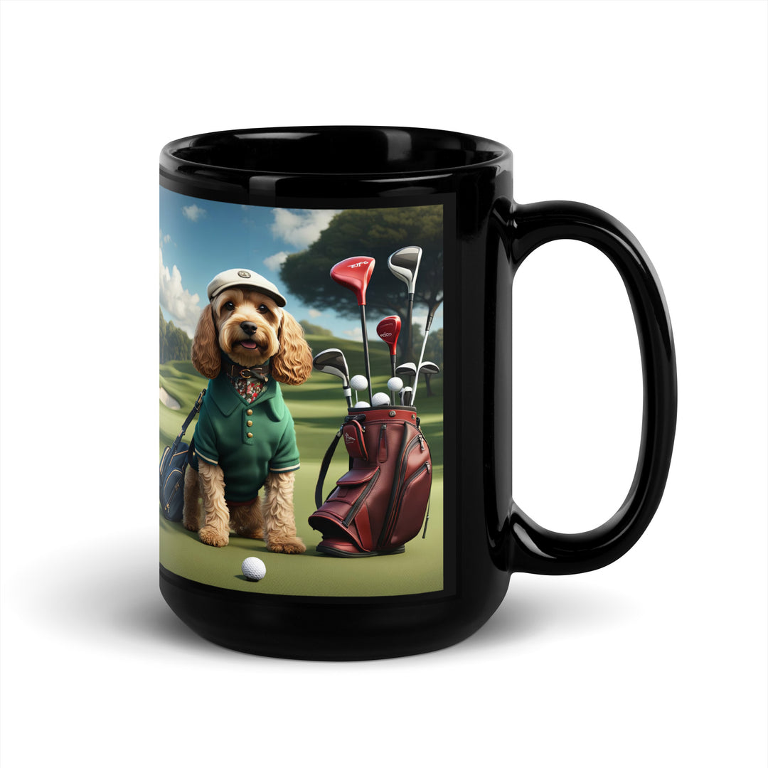 Cockapoo Golfer- Black Glossy Mug