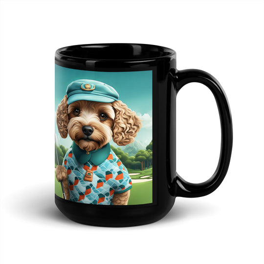 Cockapoo Golfer- Black Glossy Mug v3