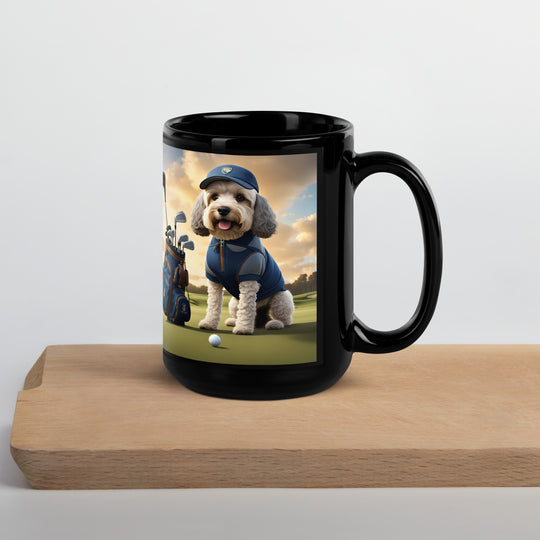 Cockapoo Golfer- Black Glossy Mug v8