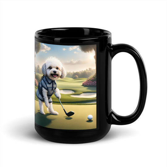 Maltipoo Golfer- Black Glossy Mug