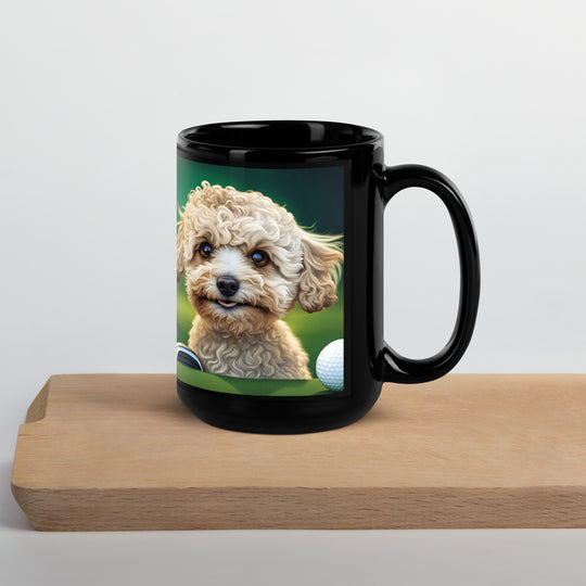 Maltipoo Golfer- Black Glossy Mug v6