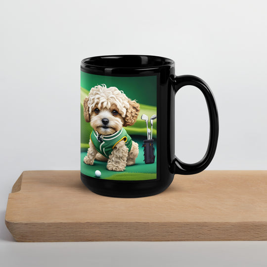 Maltipoo Golfer- Black Glossy Mug v7