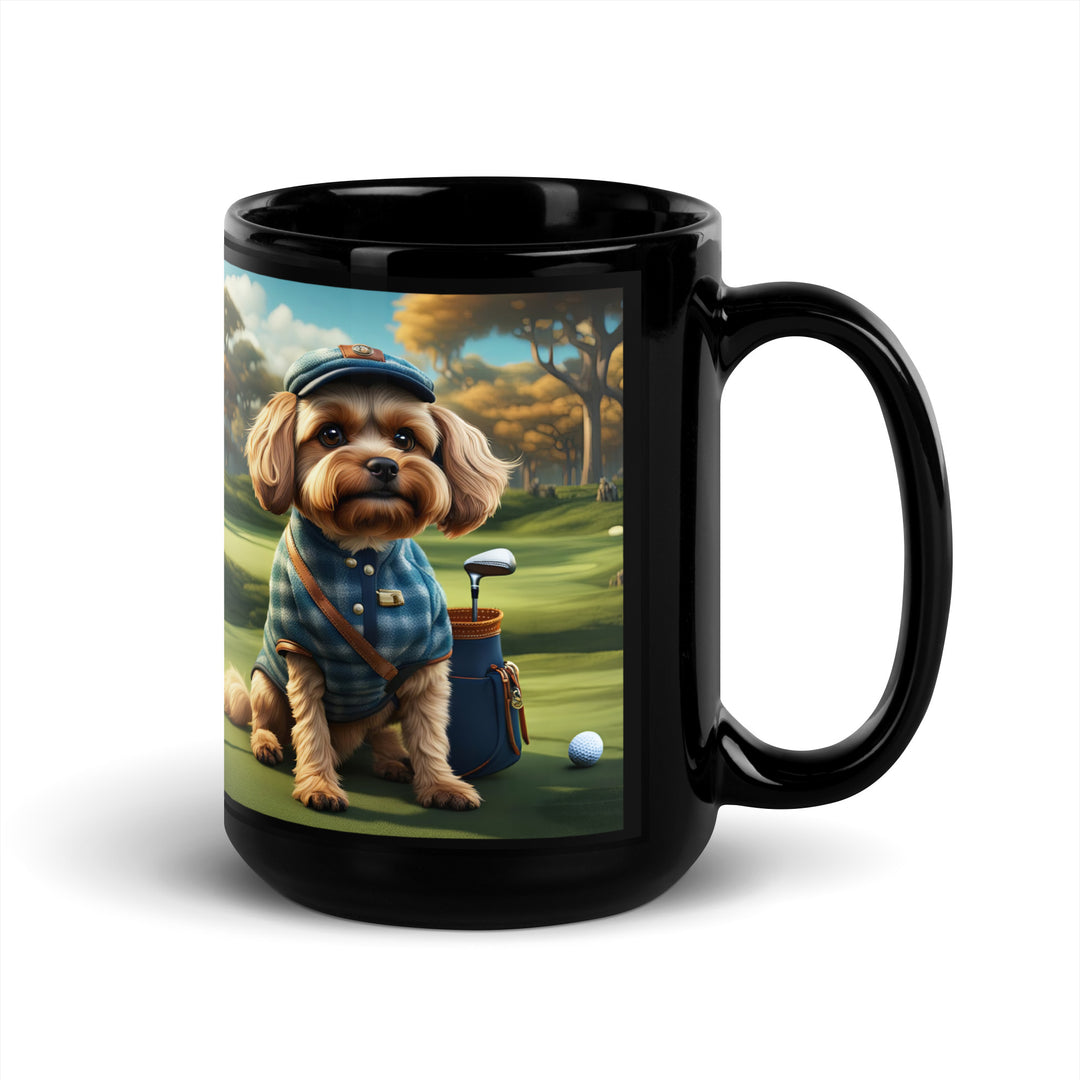 Pekapoo Golfer- Black Glossy Mug