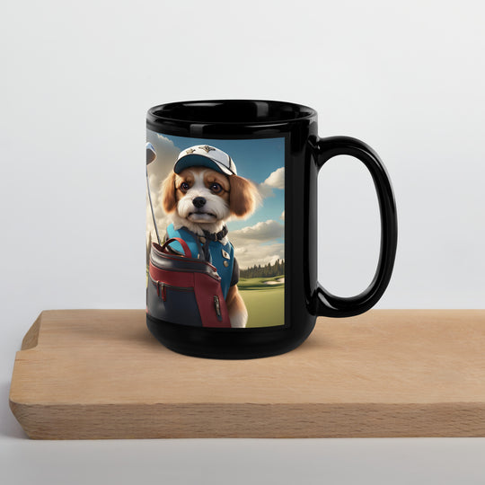 Pekapoo Golfer- Black Glossy Mug v4
