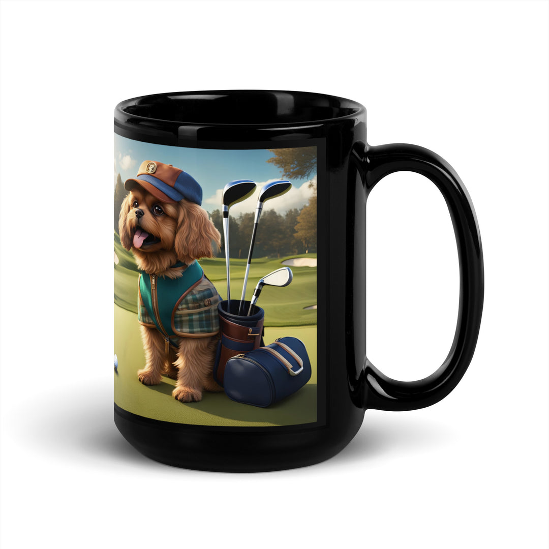 Pekapoo Golfer- Black Glossy Mug v12