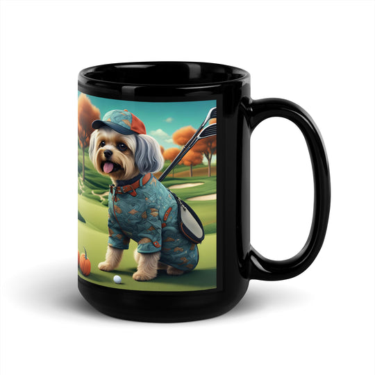 Pekapoo Golfer- Black Glossy Mug v8