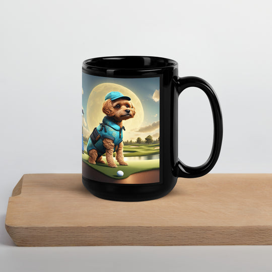 Pekapoo Golfer- Black Glossy Mug v9