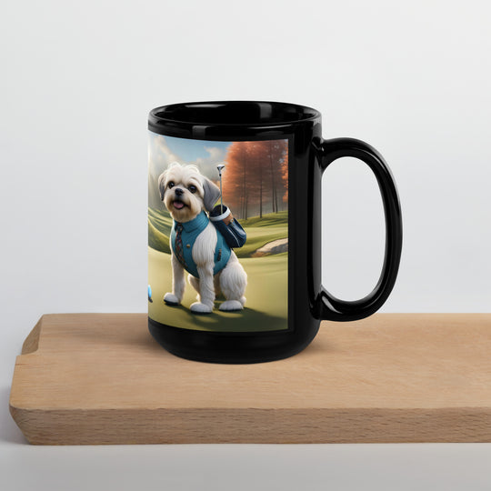 Pugapoo Golfer- Black Glossy Mug v2