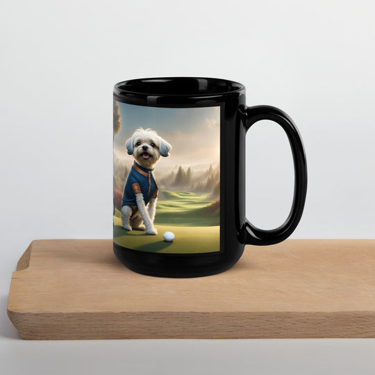 Pugapoo Golfer- Black Glossy Mug v7