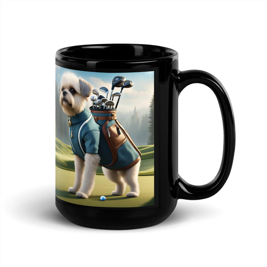 Pugapoo Golfer- Black Glossy Mug v9