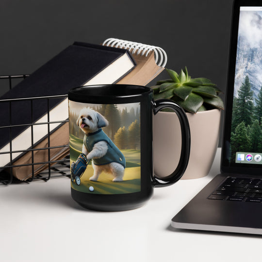 Pugapoo Golfer- Black Glossy Mug v10