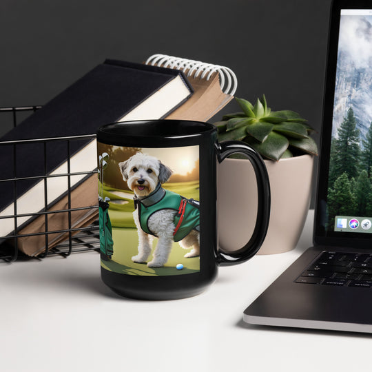 Schnoodle Golfer- Black Glossy Mug v4