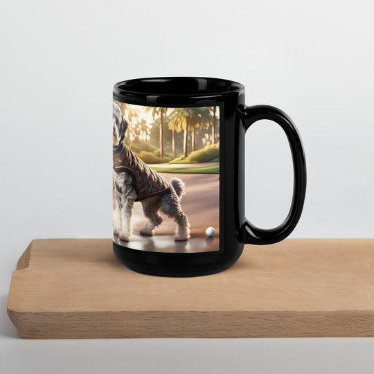 Schnoodle Golfer- Black Glossy Mug v11