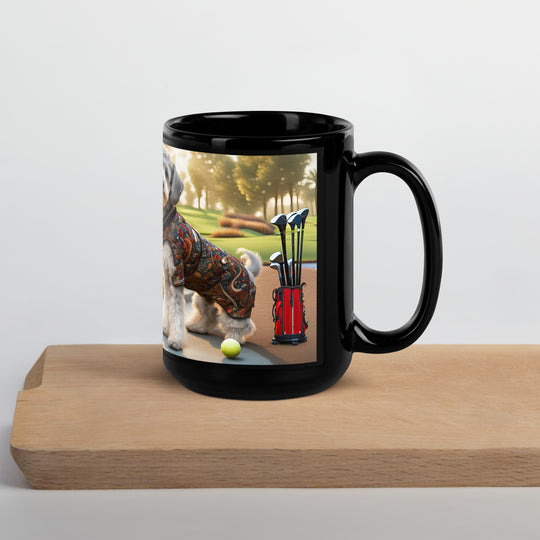 Schnoodle Golfer- Black Glossy Mug v14