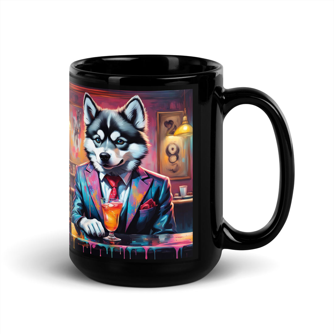 Pomsky General- Black Glossy Mug v4