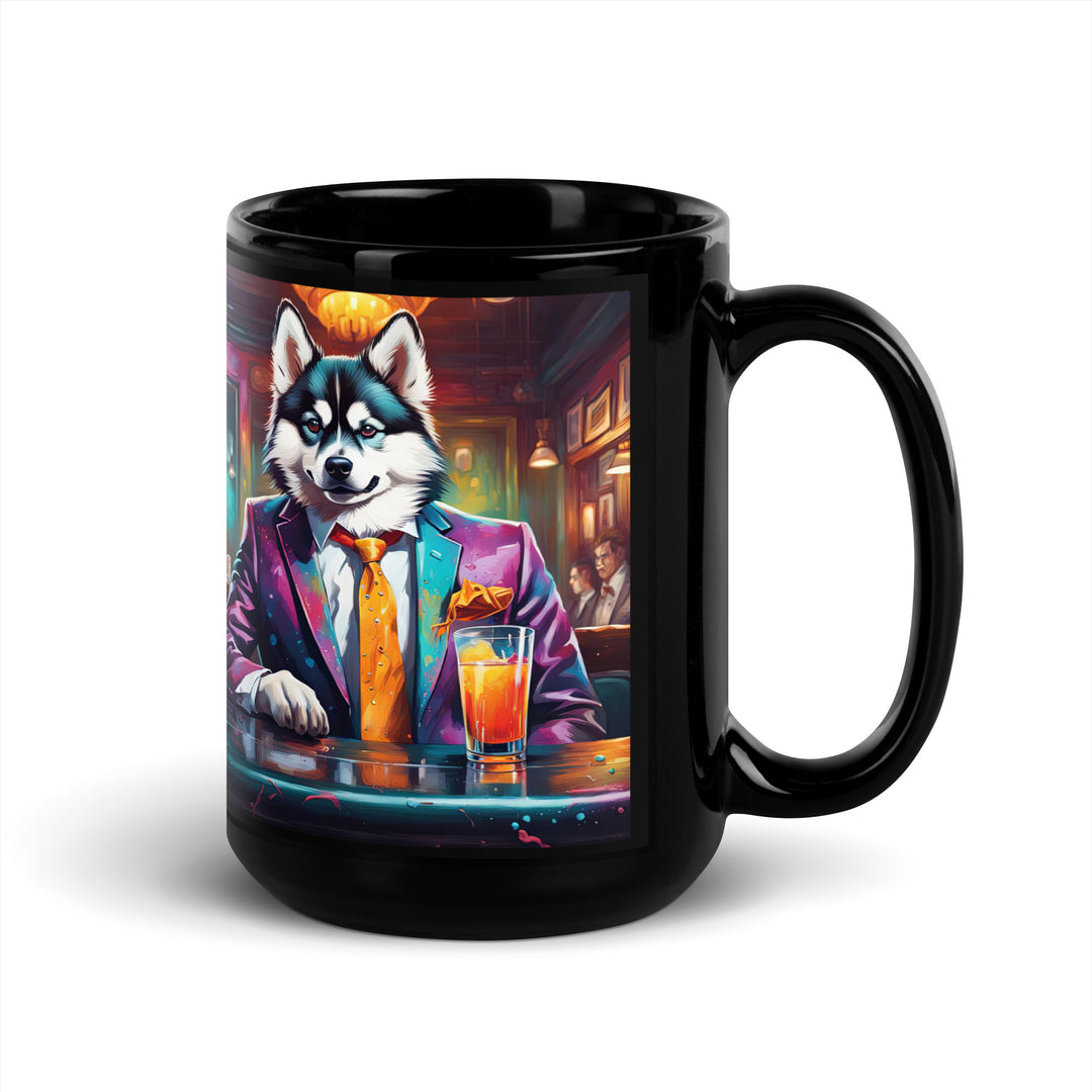 Pomsky General- Black Glossy Mug v6