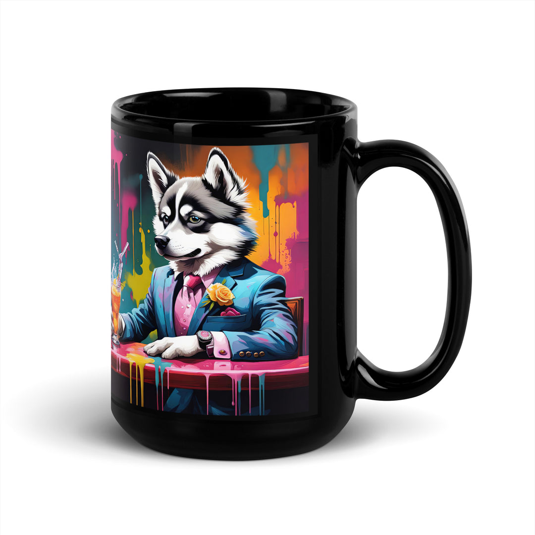 Pomsky General- Black Glossy Mug v7