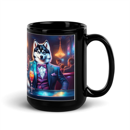 Pomsky General- Black Glossy Mug v12