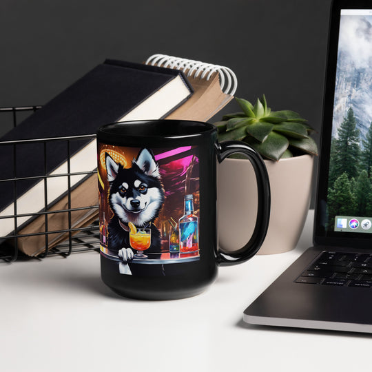 Pomsky General- Black Glossy Mug v9