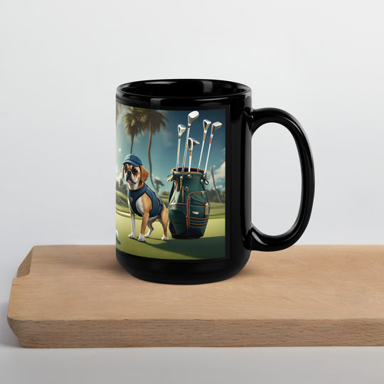 Puggle Golfer- Black Glossy Mug v13