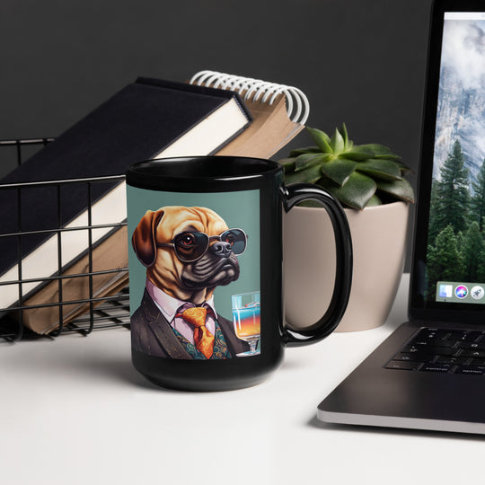 Puggle General- Black Glossy Mug