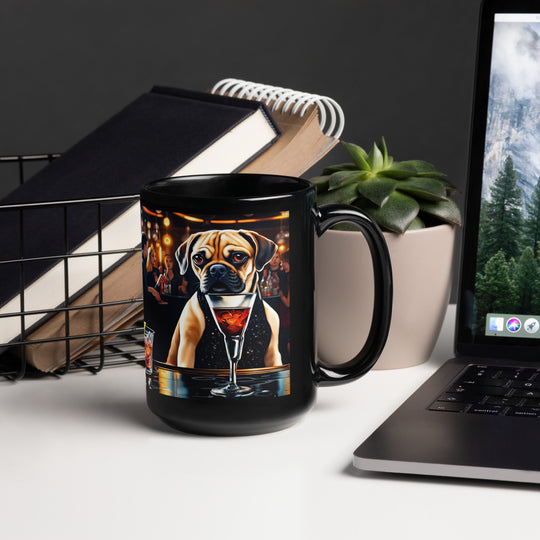 Puggle General- Black Glossy Mug v7