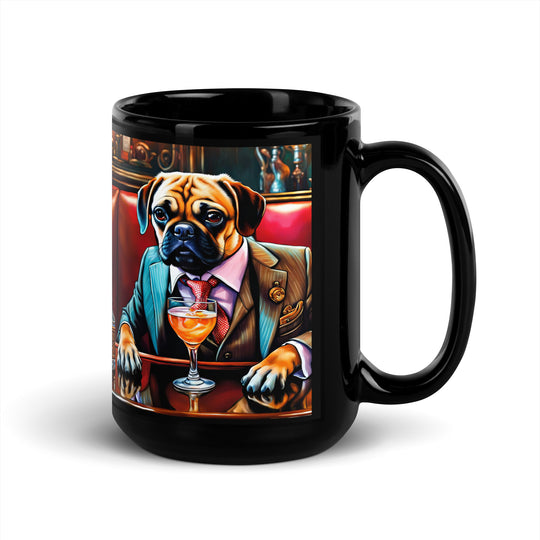 Puggle General- Black Glossy Mug v8