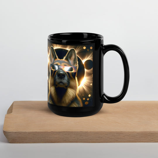 German Shepherd Eclipse- Black Glossy Mug