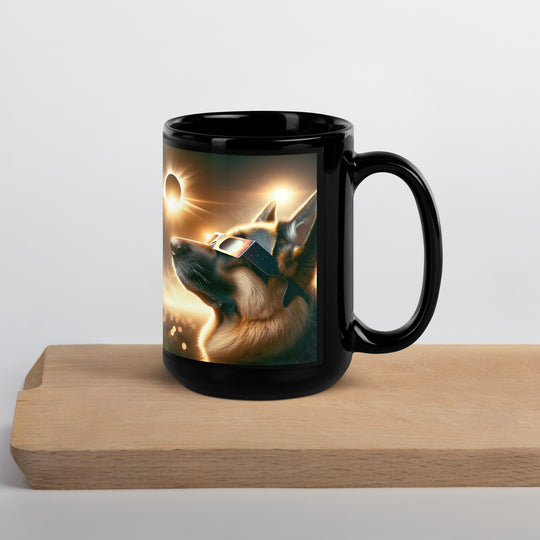 German Shepherd Eclipse- Black Glossy Mug v2