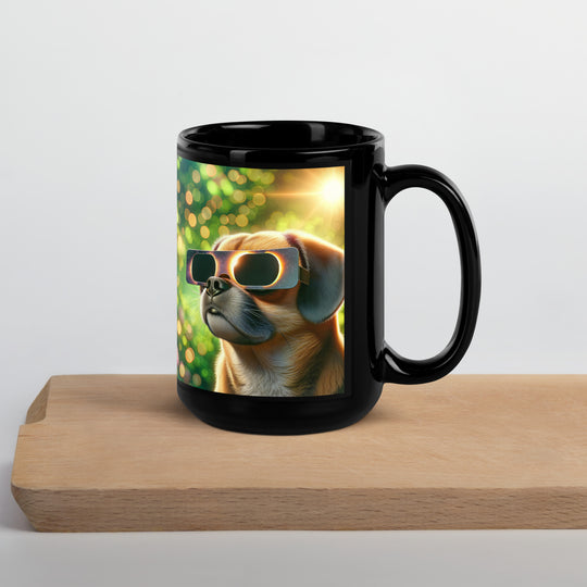 Puggle Eclipse- Black Glossy Mug