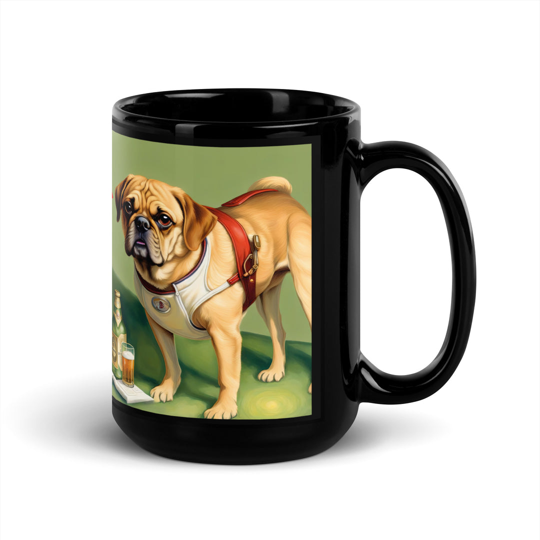 Puggle Golfer- Black Glossy Mug v15