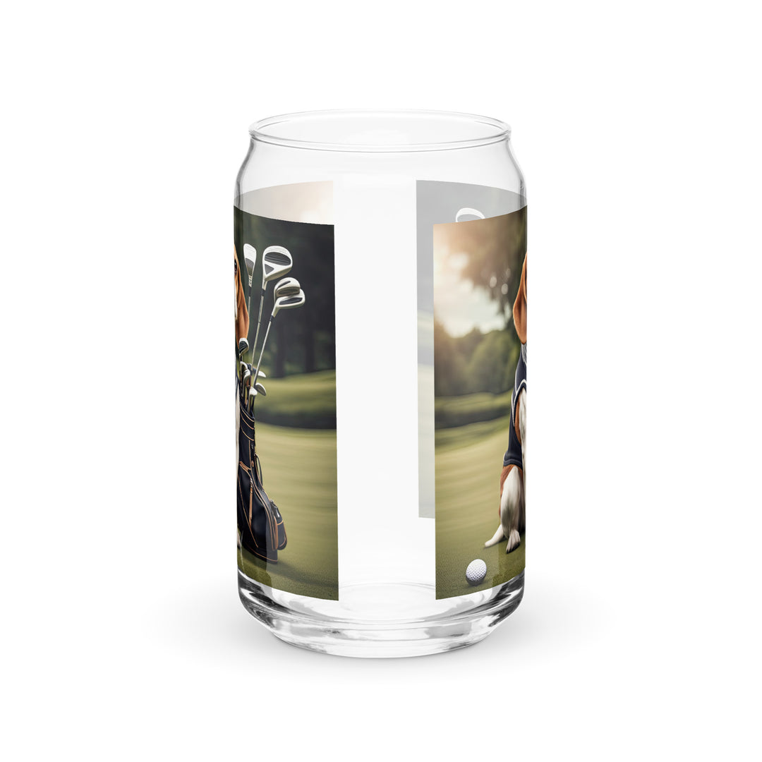 Beagle Golfer- Can-shaped glass