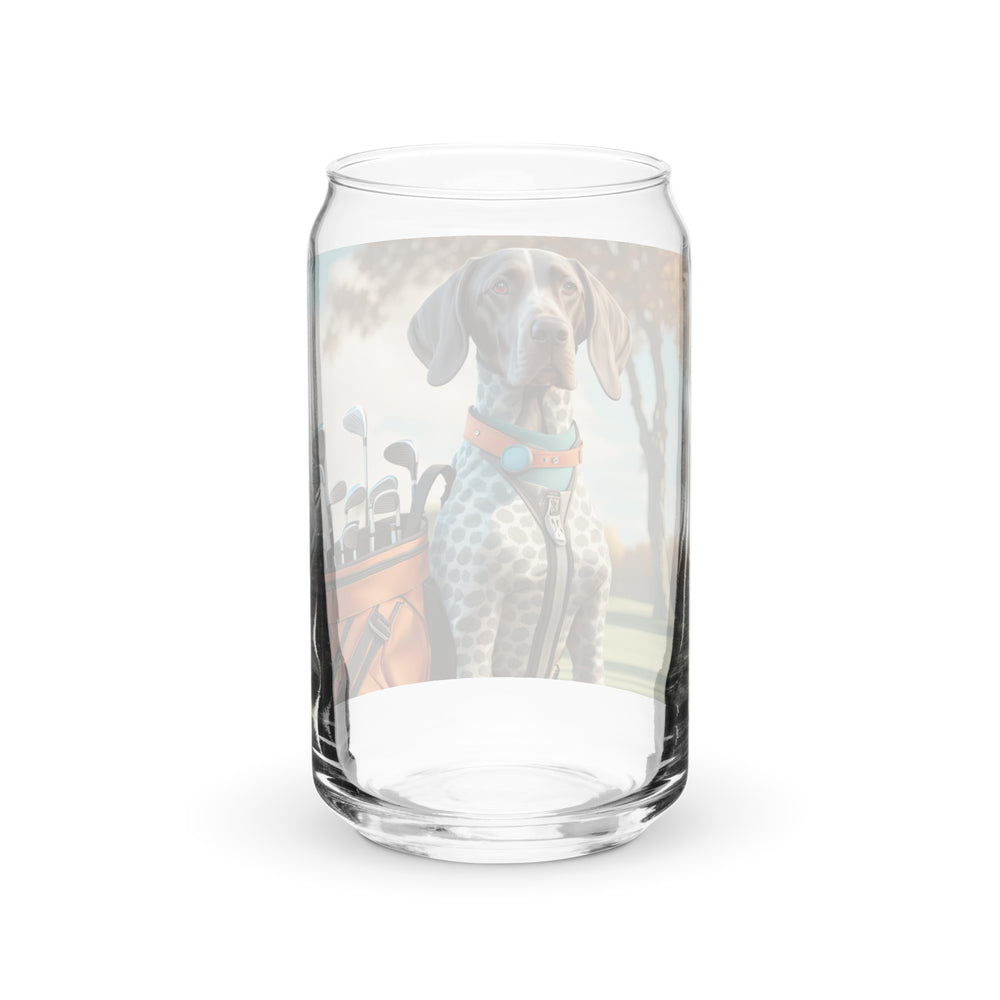 German Shorthaired Pointer Golfer- Can-Shaped Glass