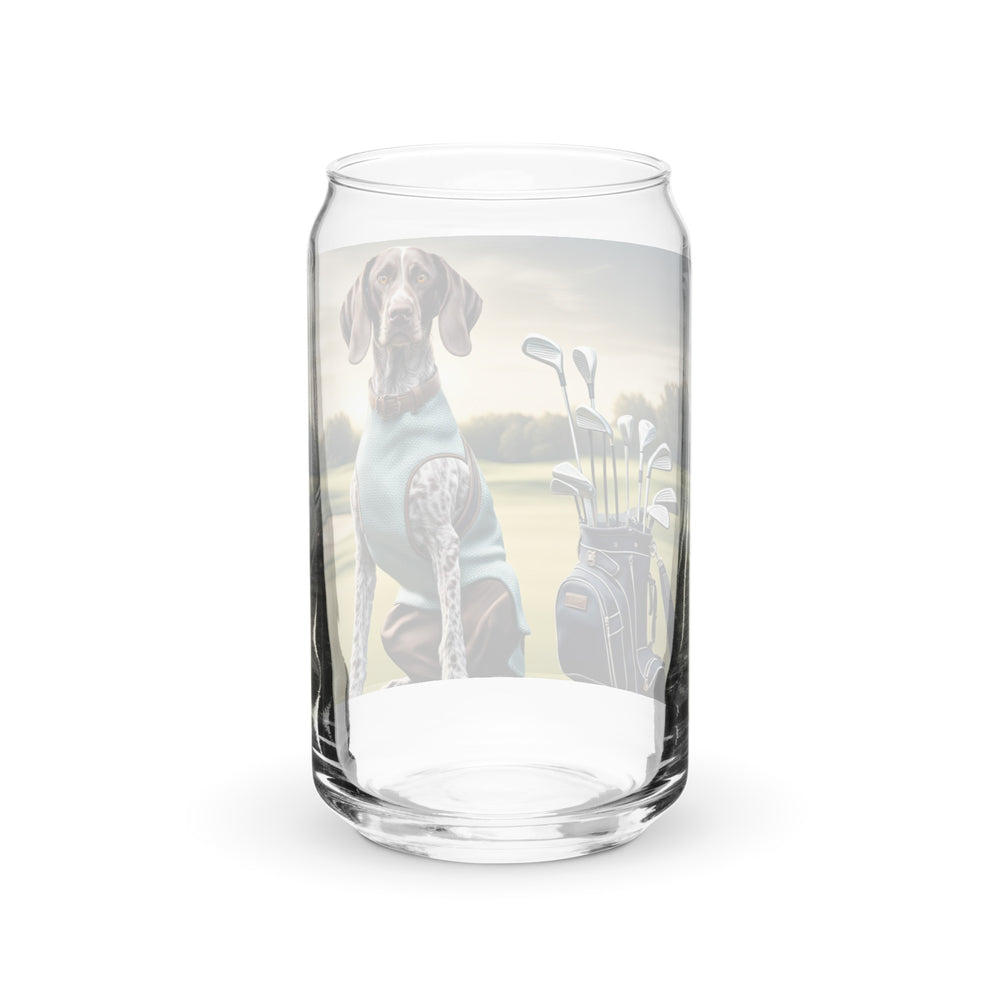 German Shorthaired Pointer Golfer- Can-Shaped Glass v2